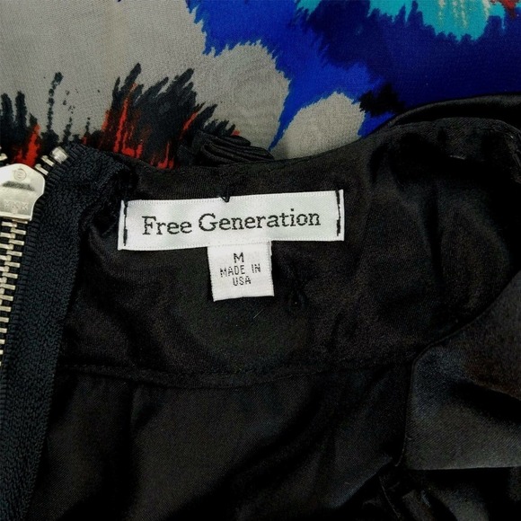 Free Generation Sleeveless Ruffle Collar Multicolor Swing Shirt/Blouse Womens M - Picture 4 of 5